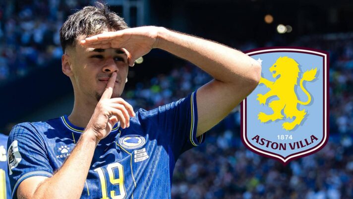 Kerim Alajbegovi with Aston Villa badge
