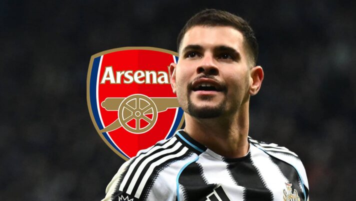 Arsenal badge next to Newcastle United midfielder Bruno Guimaraes - copyright TEAMtalk