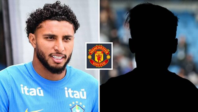 Split image of Ederson Silva and a shadow, with the Manchester United badge in between – copyright TEAMtalk
