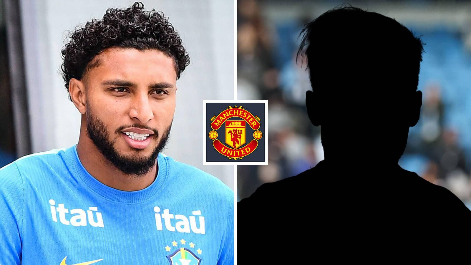 Split image of Ederson Silva and a shadow, with the Manchester United badge in between – copyright TEAMtalk