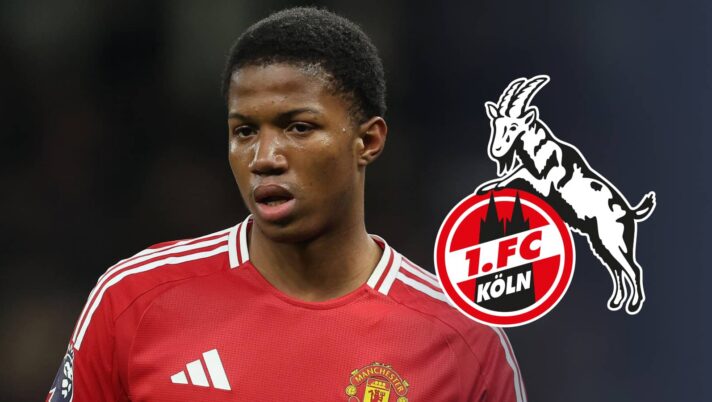 Man Utd star Chido Obi with a Cologne badge