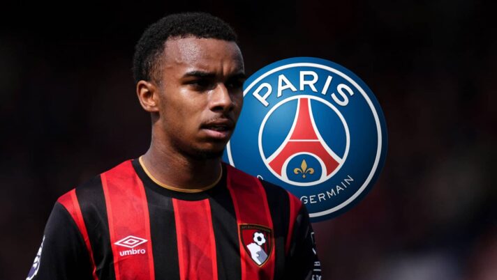 Bournemouth star Eli Junior Kroupi with a PSG badge
