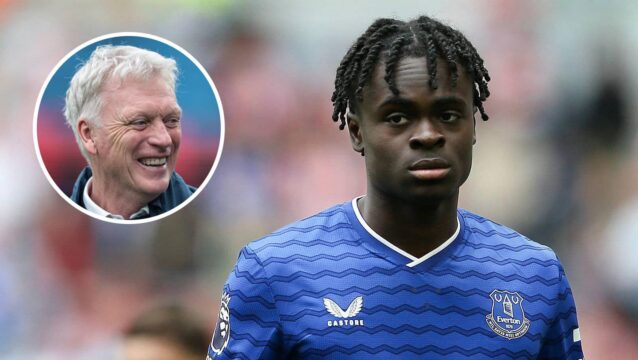Tyrique George and Everton boss David Moyes