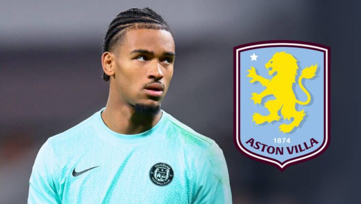 Guillaume Restes with Aston Villa badge