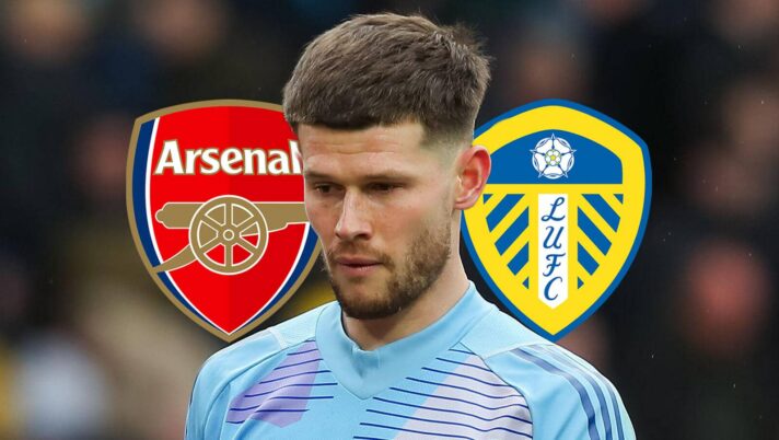 Arsenal badge, Illan Meslier and Leeds United badge - copyright TEAMtalk