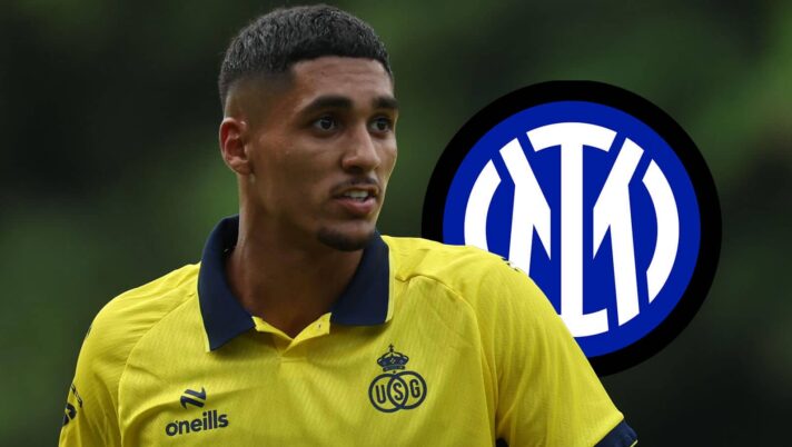 Union Saint-Gilloise star Anan Khalaili with an Inter Milan badge