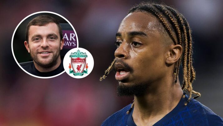 PSG winger Bradley Barcola, journalist Fabrizio Romano, Liverpool badge