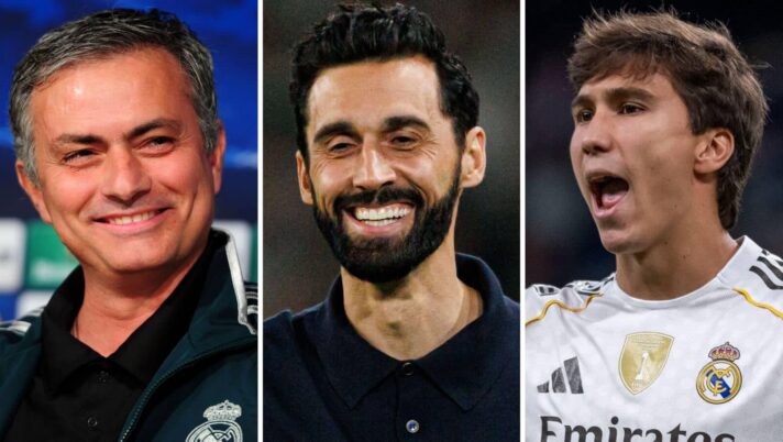 Jose Mourinho, Alvaro Arbeloa and Gonzalo Garcia