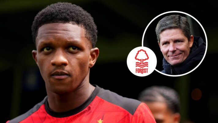 Feyenoord defender Givairo Read is a target for new Nottingham Forest boss Oliver Glasner, inset, seen here next to the club badge
