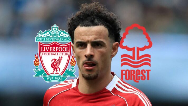 Liverpool badge, Curtis Jones and Nottingham Forest badge - copyright TEAMtalk