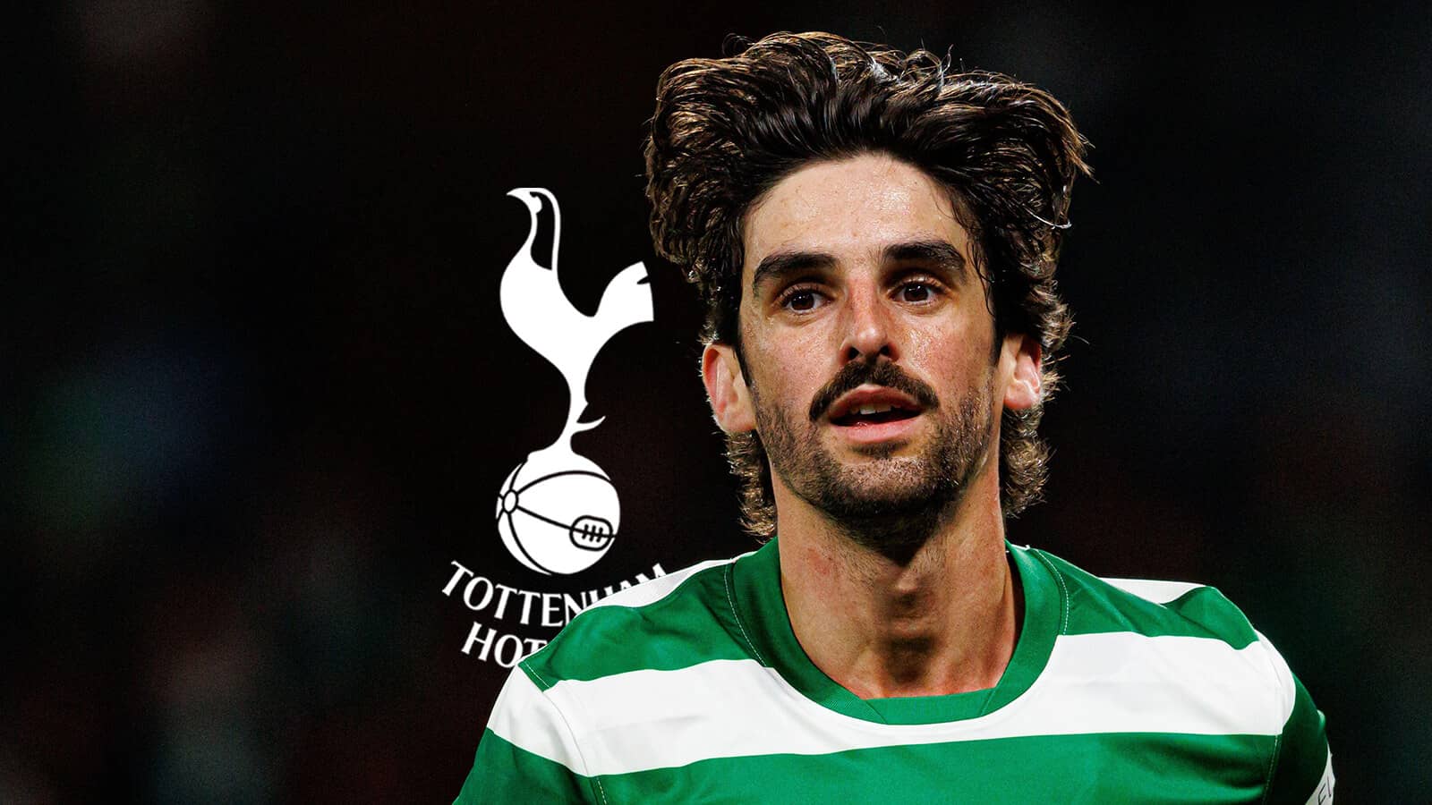 Francisco Trincao with Tottenham badge