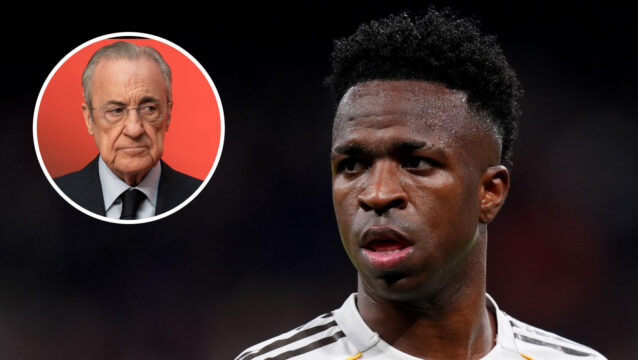Real Madrid star Vinicius Junior and president Florentino Perez
