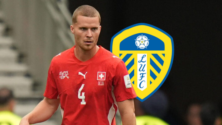 Nico Elvedi with a Leeds United badge