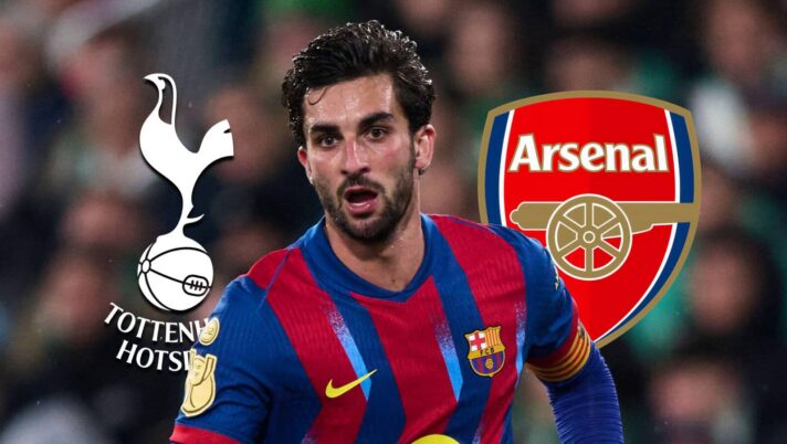 Ferran Torres with Tottenham and Arsenal badges