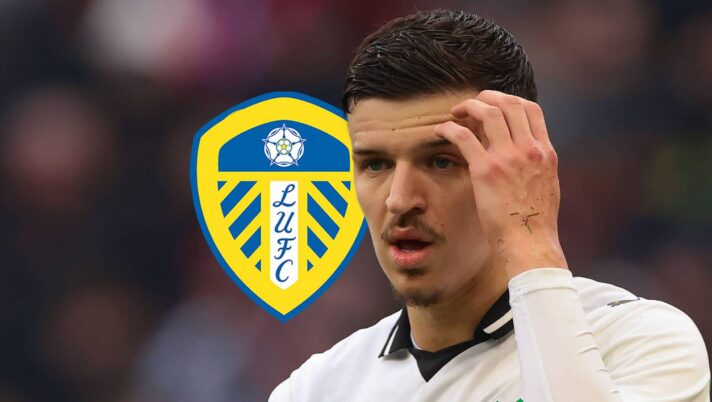 Bosnian defender Tarik Muharemovic next to the Leeds United badge
