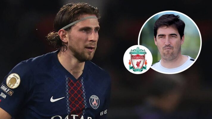 PSG star Illia Zabarnyi has been tipped to reunite with Andoni Iraola, inset, seen here next to the Liverpool badge