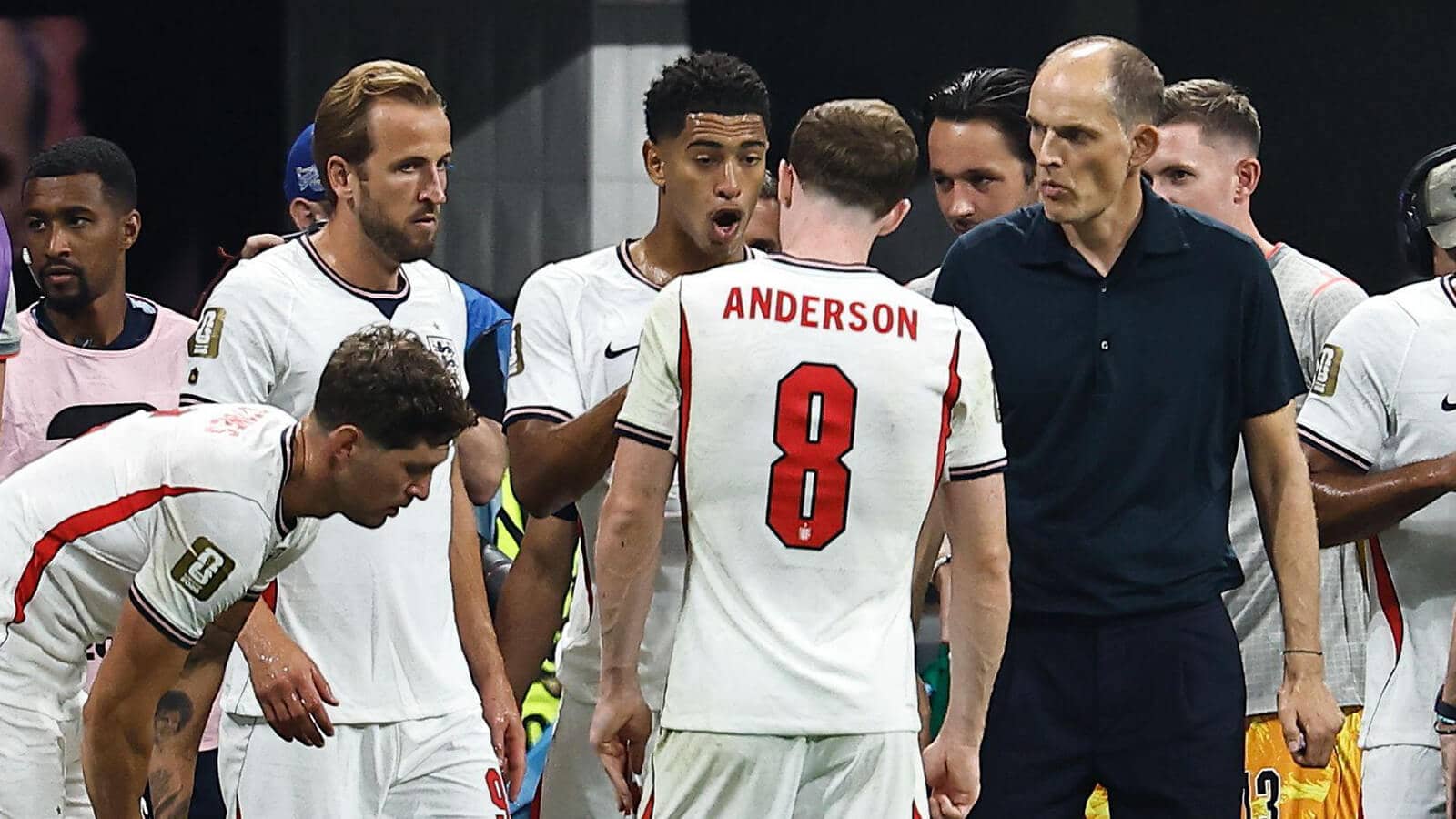 Thomas Tuchel addresses his England players during the World Cup semi-final defeat to Argentina