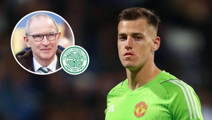 Celtic manager Martin O'Neill, Celtic badge and Manchester United goalkeeper Radek Vitek – copyright TEAMtalk