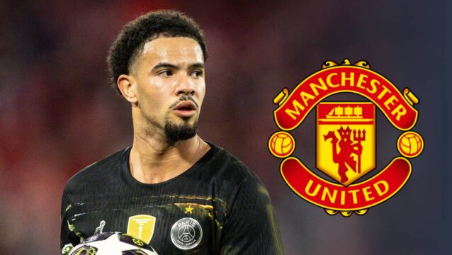 PSG's Warren Zaire-Emery with Man Utd badge