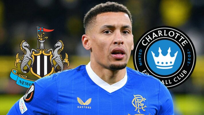 Newcastle United badge, James Tavernier and Charlotte FC badge - copyright TEAMtalk