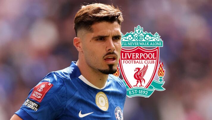 Chelsea winger Pedro Neto and Liverpool badge - copyright TEAMtalk