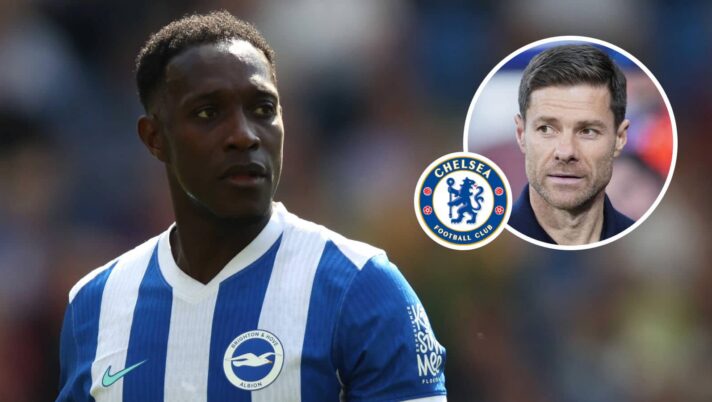 Brighton striker Danny Welbeck, Chelsea badge and Xabi Alonso - copyright TEAMtalk