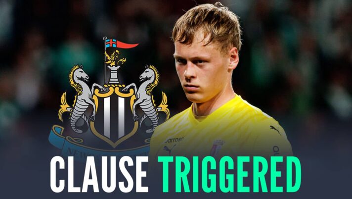 Lukas Hornicek with Newcastle badge