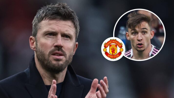 Michael Carrick, Manchester United badge and Juventus winger Francisco Conceicao - copyright TEAMtalk