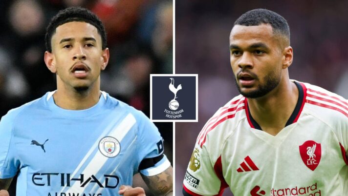 Man City winger Savinho, Liverpool winger Cody Gakpo, Tottenham badge