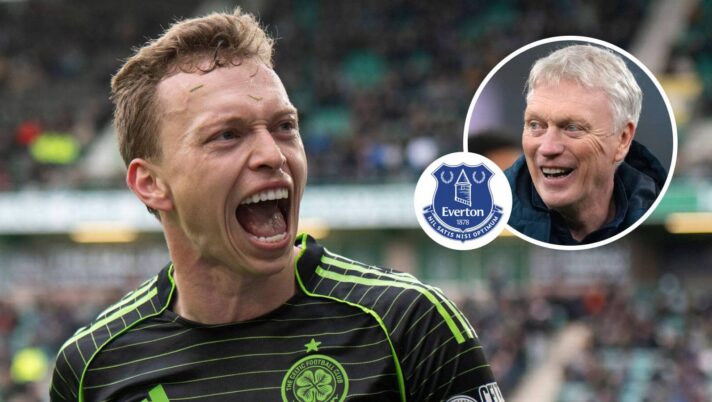 Celtic star Alistair Johnston and Everton boss David Moyes