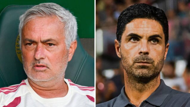 Split image of Real Madrid manager Jose Mourinho and Arsenal manager Mikel Arteta - copyright TEAMtalk