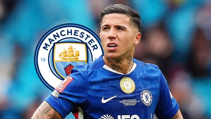 Chelsea midfielder Enzo Fernandez, Man City badge