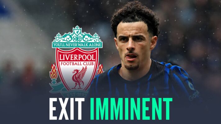 Curtis Jones with an Iner Milan shirt Photoshopped on him next to the Liverpool badge and the words 'exit imminent'