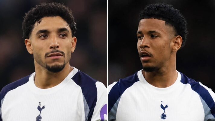 Manchester City duo Omar Marmoush and Savinho with Tottenham Hotspur kits Photoshopped on them