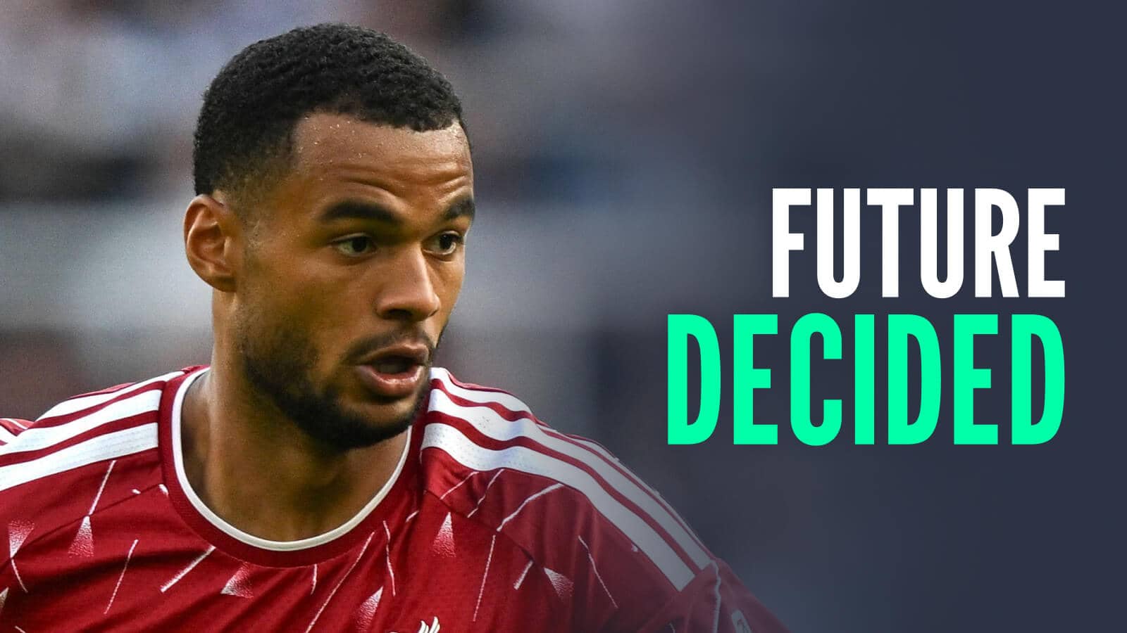 Liverpool star Cody Gakpo next to the words 'future decided'