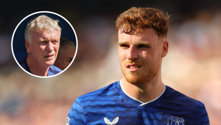 Jake O'Brien and Everton boss David Moyes