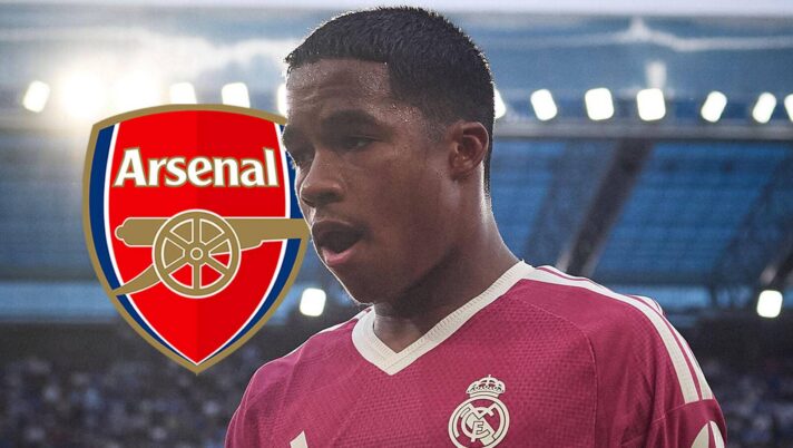 Real Madrid star Endrick with Arsenal badge