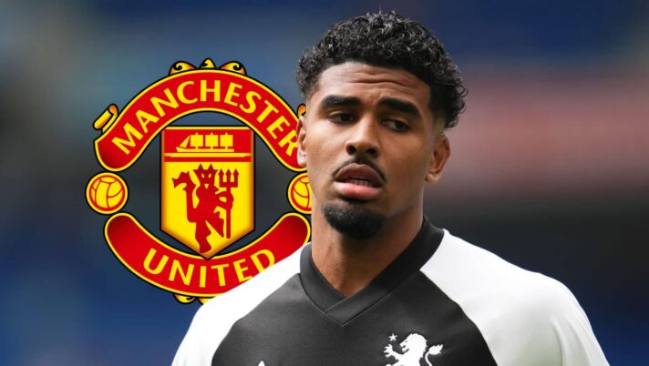 Aston Villa left-back Ian Maatsen, Man Utd badge
