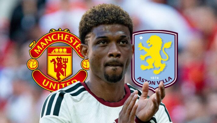 Manchester United badge, Amad Diallo, Aston Villa badge - copyright TEAMtalk