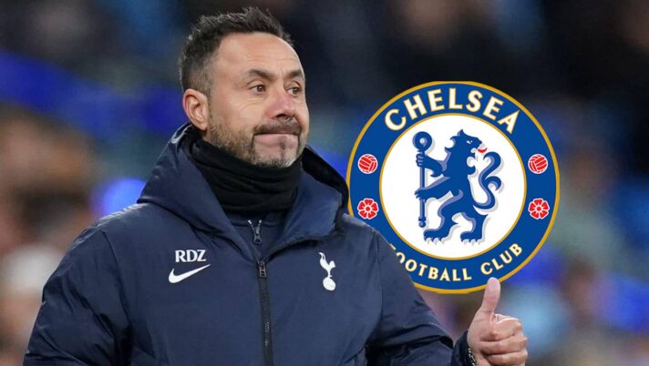 Tottenham manager Roberto De Zerbi, Chelsea badge