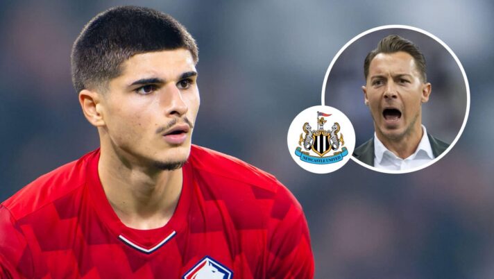 Lille forward Matias Fernandez-Pardo, Newcastle United badge and Newcastle United manager Matthias Jaissle - copyright TEAMtalk