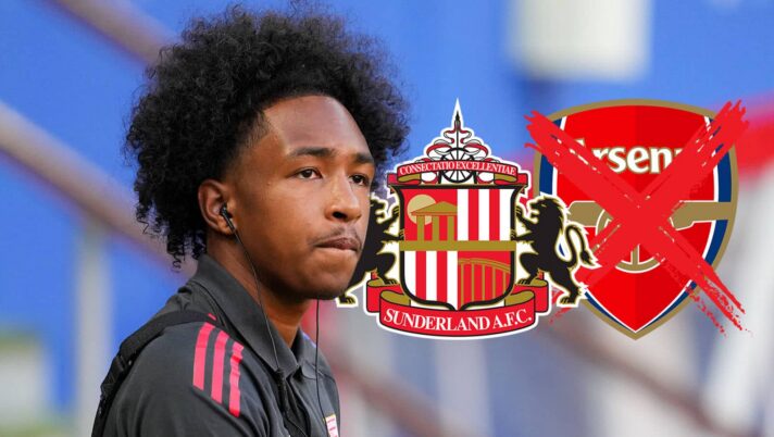 Lyon winger Malick Fofana, Sunderland and Arsenal badges
