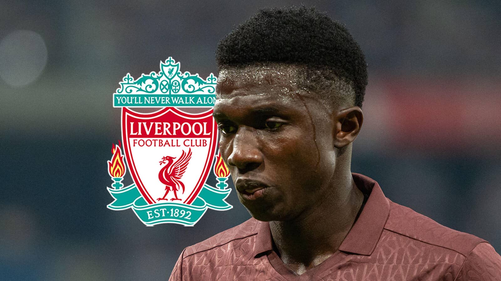 Liverpool badge and AS Monaco midfielder Lamine Camara - copyright TEAMtalk