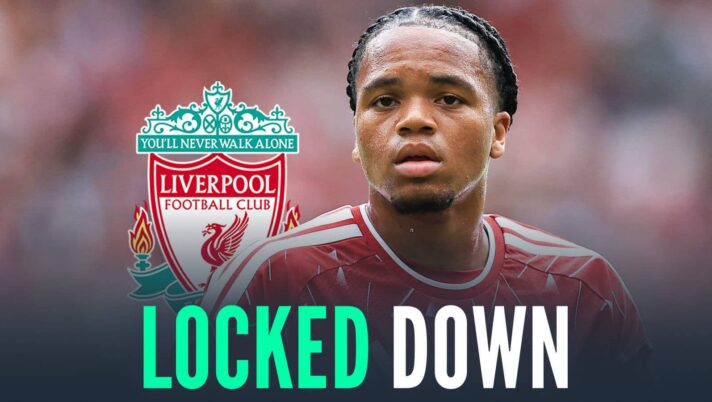 Rio Ngumoha next to the Liverpool badge and the words 'locked down'