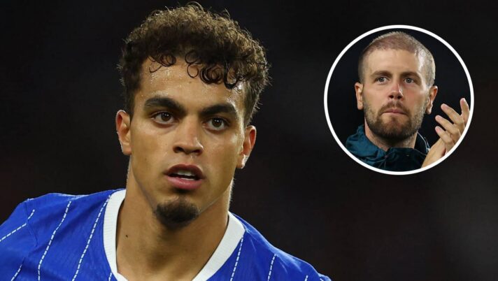 Yasin Ayari and Brighton manager Fabian Hurzeler