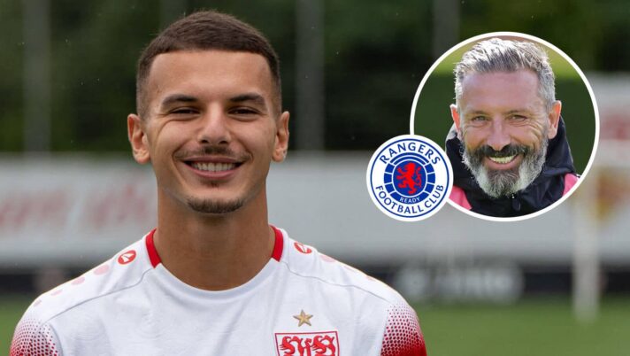 Badredine Bouanani with Rangers boss Derek McInnes