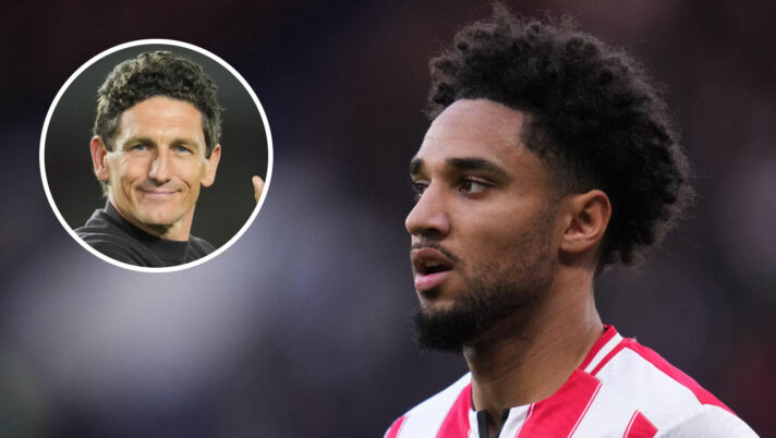 Kevin Schade and Brentford boss Keith Andrews