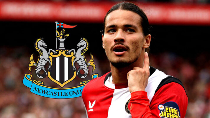 Anis Hadj Moussa with a Newcastle badge