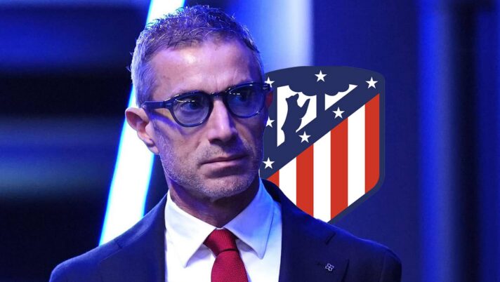 Arsenal sporting director Andrea Berta with an Atletico Madrid badge