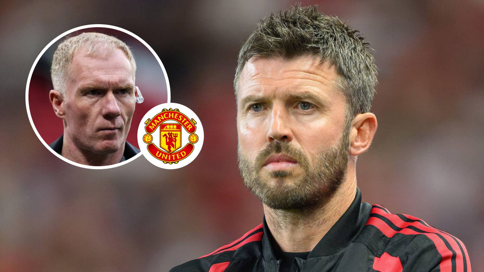 Paul Scholes, Manchester United badge and Michael Carrick - copyright TEAMtalk